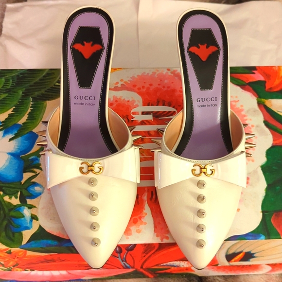 NWT Gucci NWT Sadie Mules Heels Sz 38.5 - Picture 1 of 7